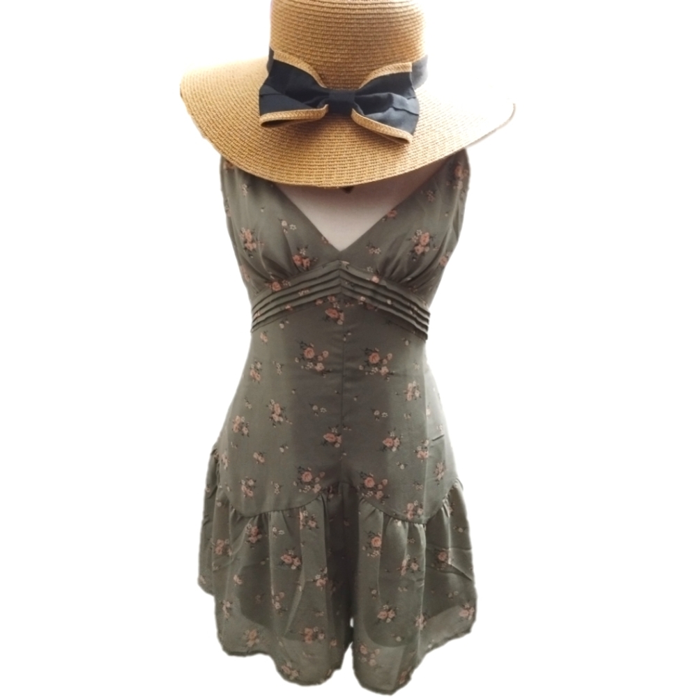 Flowy Sage Floral Romper